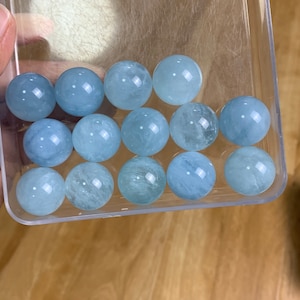 1pcs Natural blue Aquamarine gems Crystal quartz sphere -3