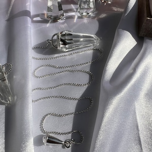 8 sided Natural clear quartz Crystal sterling silver Pendulum