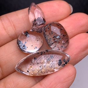 1pcs Natural Clear Quartz with calcite ,mica,strawberry quartz inclusion crystal