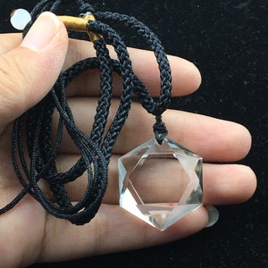 Natural clear Quartz Crystal 3D Hexagon Star of David pendant crystal healing