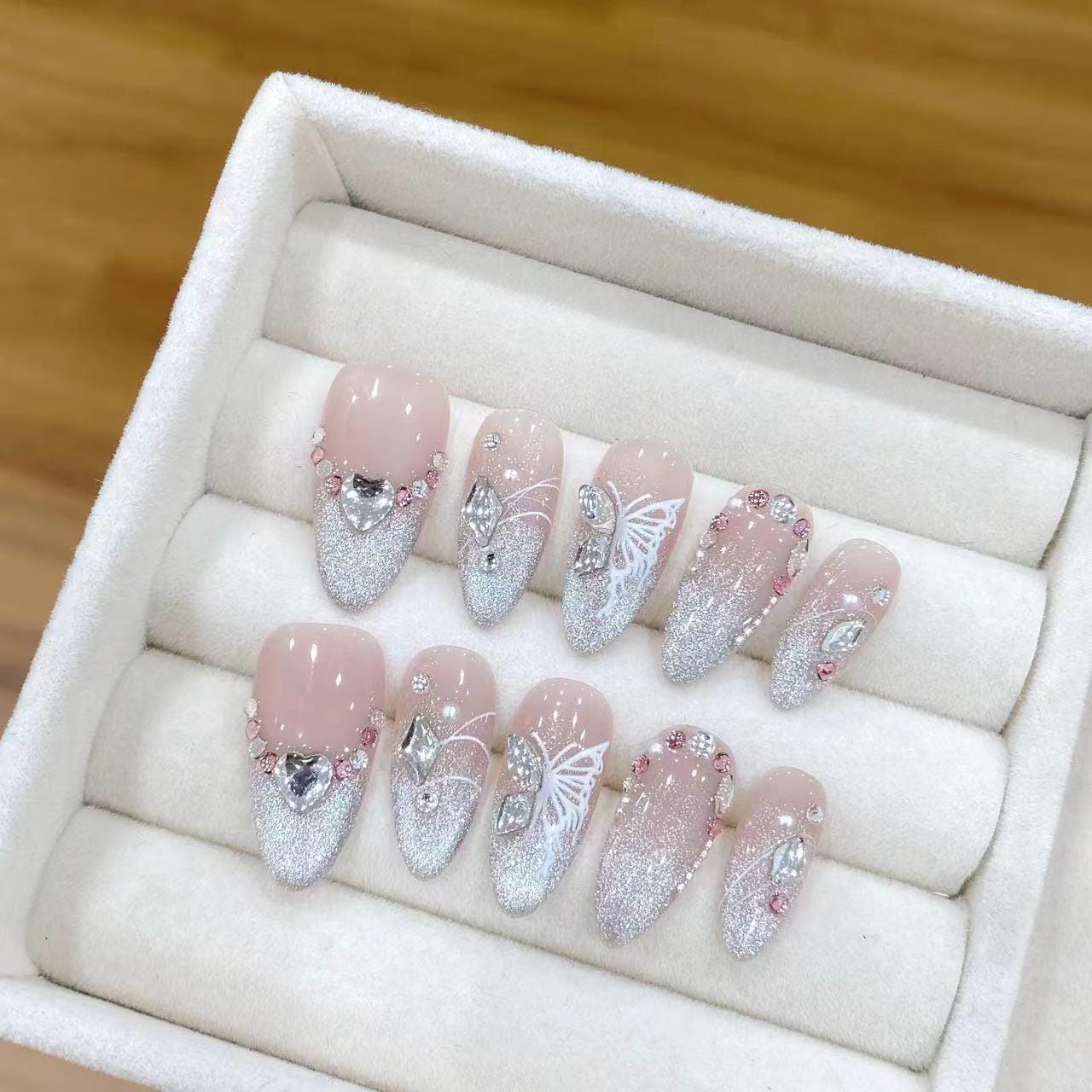 Buy 3 get 1 free!Custom press on nails/freehand sketching nails/butterfly nails/Oval nails/ summer Nails /temperament nails