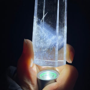 4.38&#39;&#39; Natural clear Quartz Crystal with blue angels feather inclusions Obelisk Wand 8sided tower Point crystal Healing-9