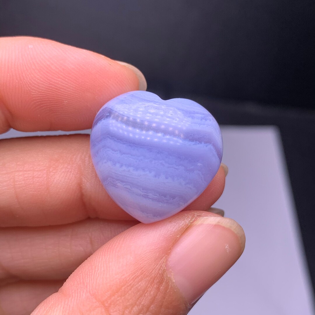Natural Blue Lace Agate Heart Crystal Cab Etsy UK