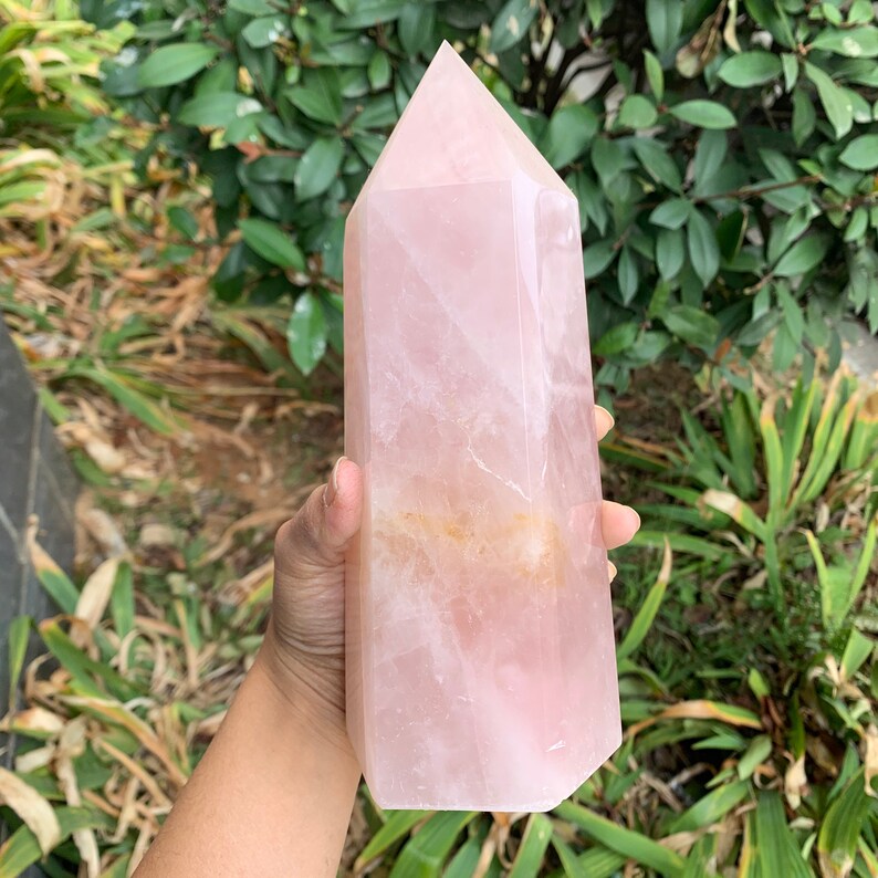 8.18 /'/' Natural pink rose Quartz Crystal Obelisk Wand Point crystal Healing-A54