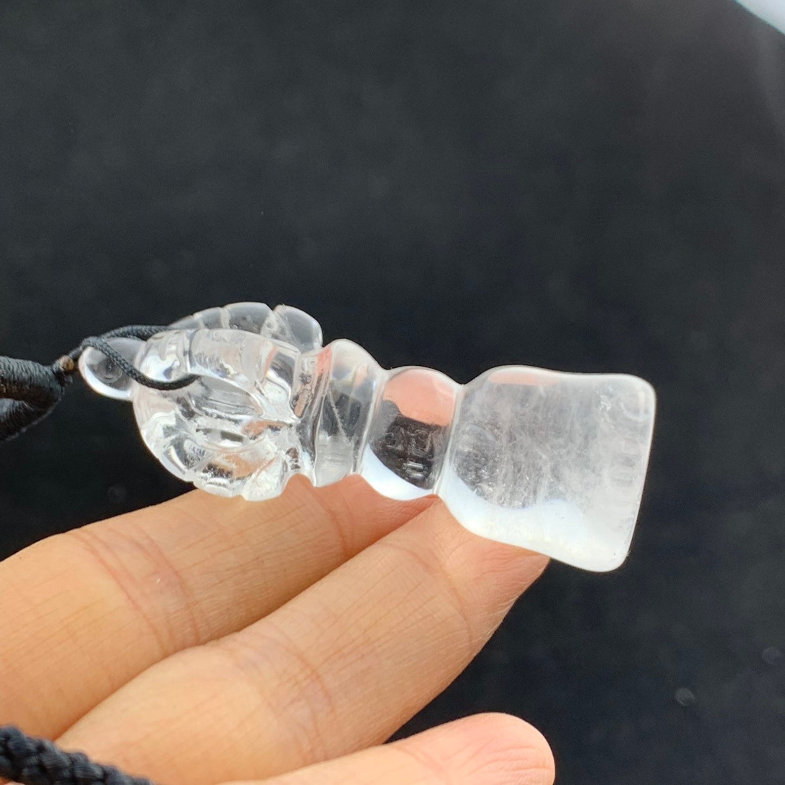 Natural clear quartz Crystal amulet VAJRA dorje bell pendant | Etsy