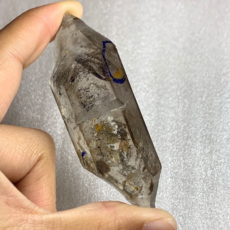 at least 8 mobile black sand /& water bubbles Rare!Natural Double Terminated Elestial Enhydro Quartz crystal Point From Sichuan China-CH-10