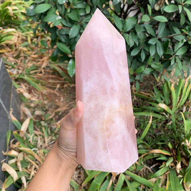 8.18 /'/' Natural pink rose Quartz Crystal Obelisk Wand Point crystal Healing-A54
