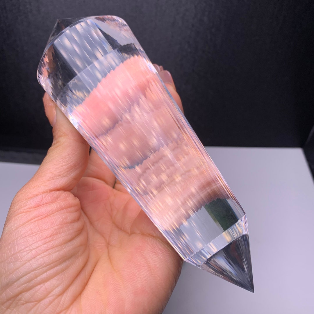 64 Sided Natural Clear Quartz With Blue Angel Feathers Inclusions Vogel