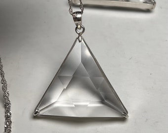 Natural clear Quartz Crystal Star of David  Sterling Silver pendant crystal Healing(silver chain gift)