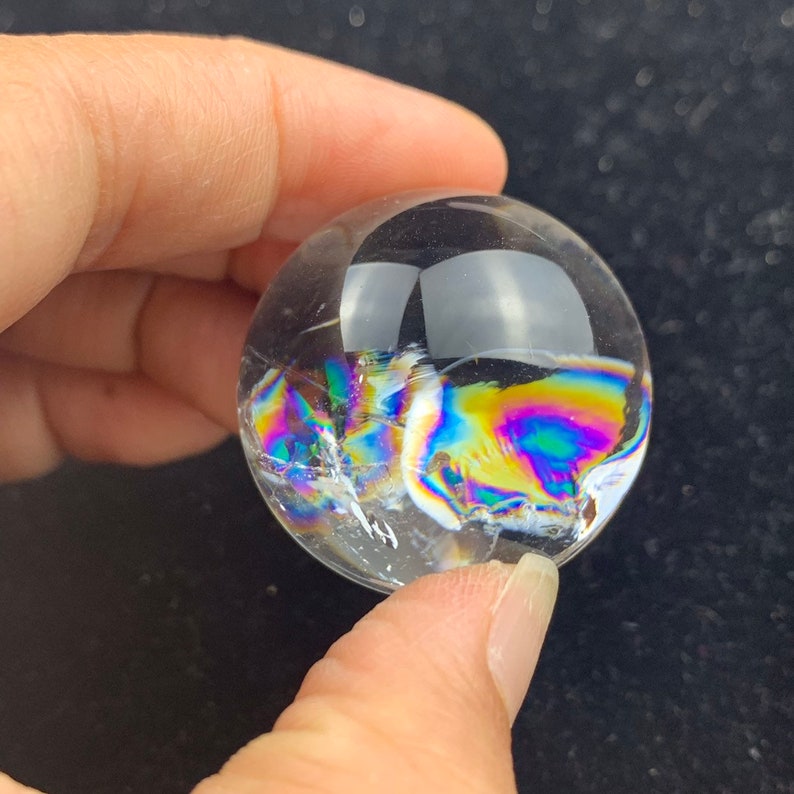 Rainbow!29 mm Natural Rainbow quartz crystal Sphere Ball crystal healing-13