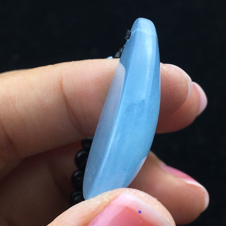 Natural blue Aquamarine gems Crystal pendant necklace healing-39