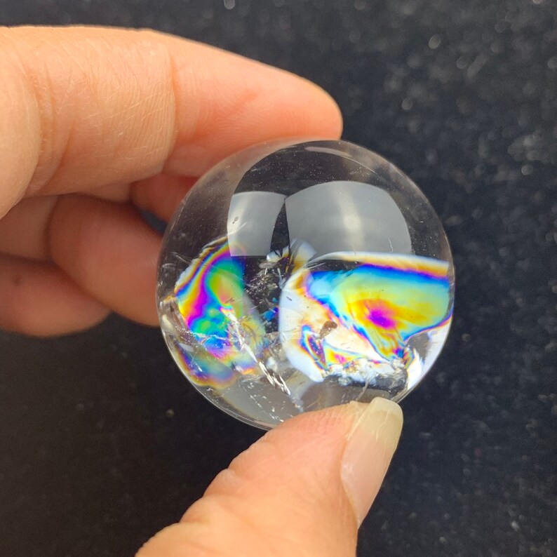 Rainbow!29 mm Natural Rainbow quartz crystal Sphere Ball crystal healing-13