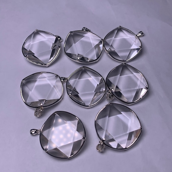 10 Pcs Hexagon Pendant Natural Clear Quartz Crystal 3D Hexagon Star of David 