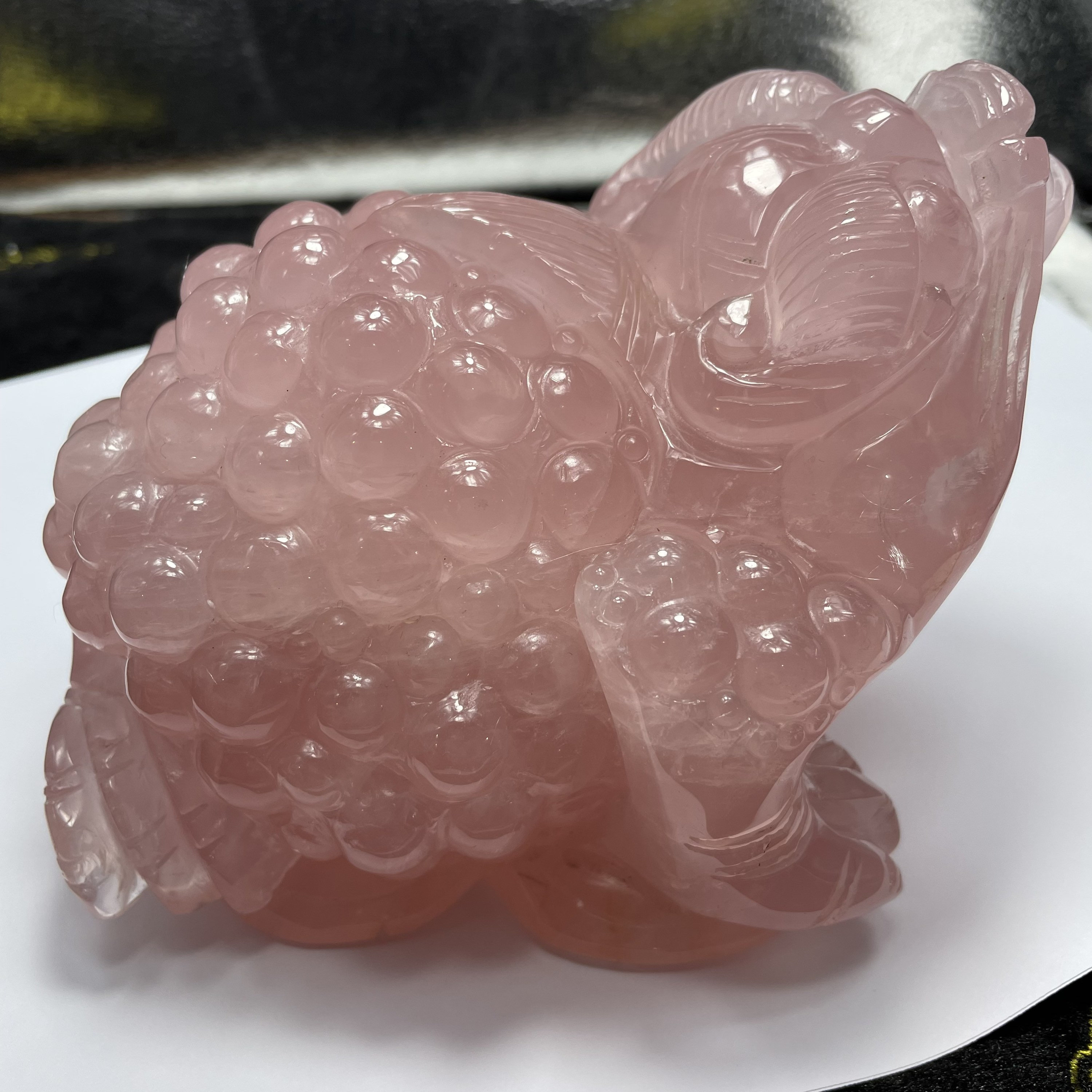 natural rose quartz crystal carving Three feet spittor