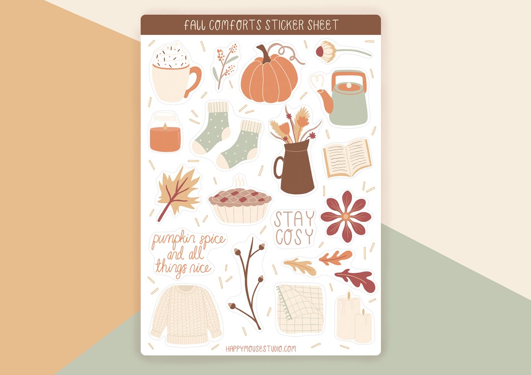 Fall Sticker Sheet, Autumn Stickers, Autumn Sticker Pack, Cosy Stickers ...