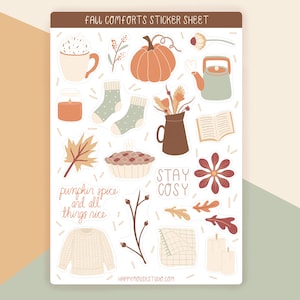 Hoja de pegatinas de otoño, pegatinas de otoño, paquete de pegatinas de otoño, pegatinas acogedoras, pegatinas de Bujo, pegatinas de planificador, pegatinas de diario, pegatinas lindas