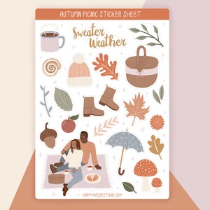 Hoja de pegatinas de otoño, pegatinas de otoño, paquete de pegatinas de otoño, pegatinas acogedoras, pegatinas de Bujo, pegatinas de planificador, pegatinas de diario, pegatinas lindas