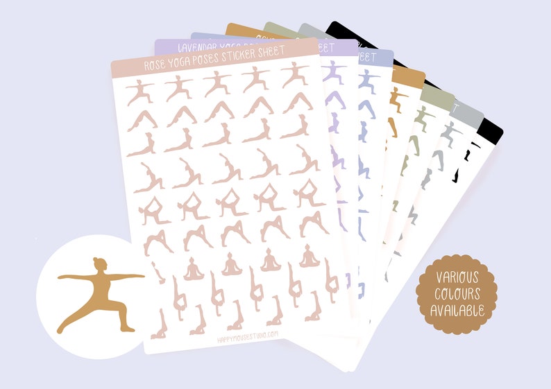 Yoga Sticker Sheet Yoga Stickers Yoga Poses Yogi Yoga Etsy