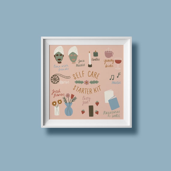 Self Care Starter Kit / Square Self Care Art Print / Digital Etsy