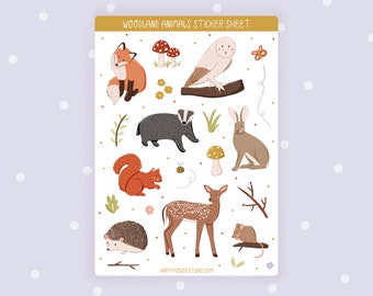 Woodland Animals sticker sheet, Animal stickers, Nature stickers, Autumn stickers, Fall stickers, Bujo stickers, Journal, Planner, Cute
