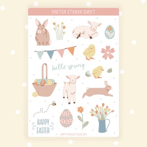 Ostern-Aufkleber-Blatt, Ostern Aufkleber, Frühling Aufkleber, Frühling Aufkleber Blatt, Ostern Kaninchen, Ostern Handwerk, Handwerk Aufkleber, Journal Aufkleber