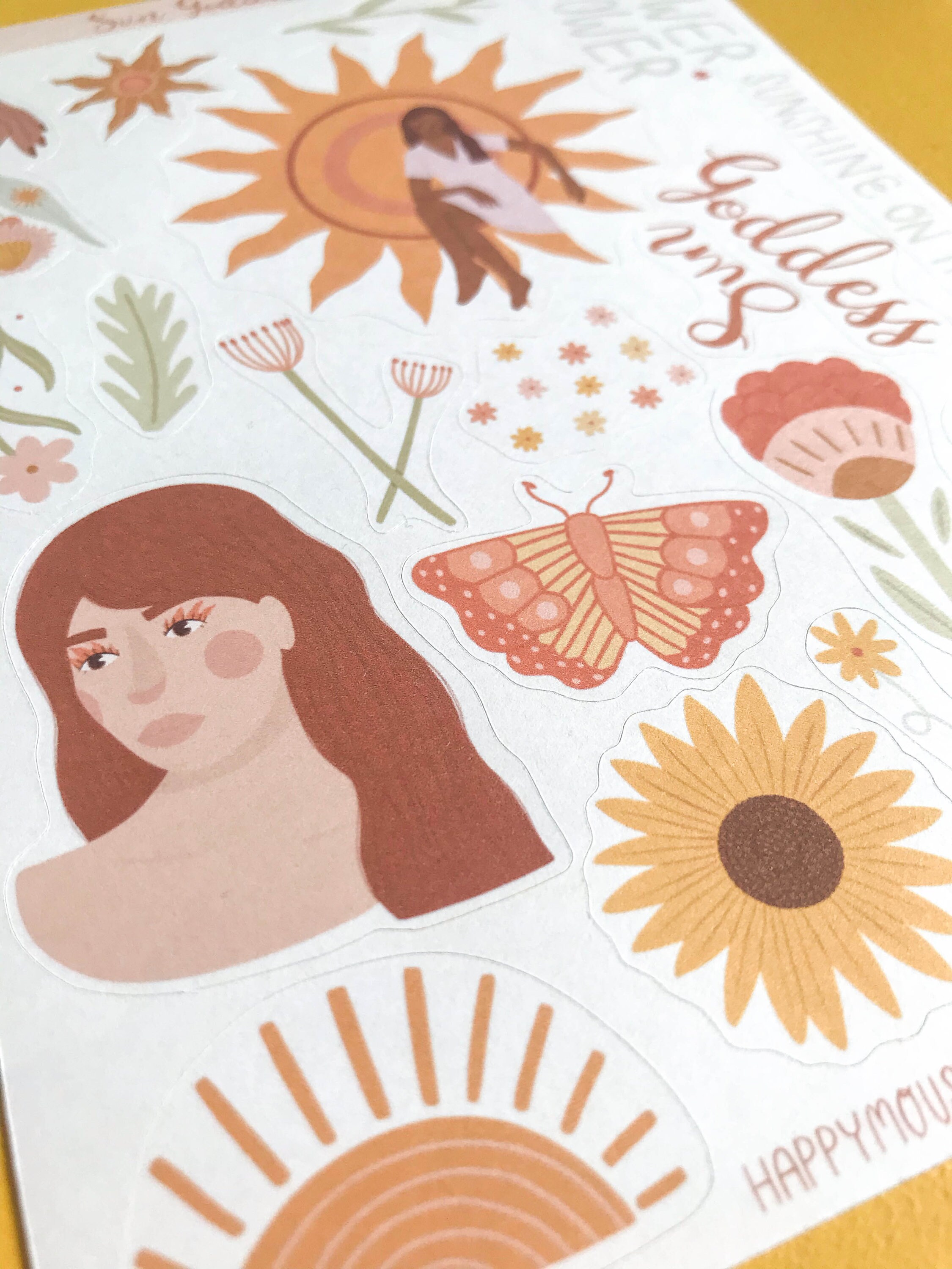 Sun Goddess Sticker Sheet Summer Stickers Nature Plant - Etsy UK