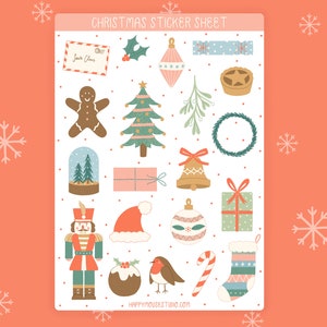 Foglio di adesivi natalizi, adesivi natalizi, adesivi per pianificatori natalizi, adesivi invernali, adesivi stagionali, adesivi per le feste, adesivi di Natale