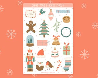 Christmas sticker sheet, Christmas stickers, Christmas planner stickers, Winter stickers, Seasonal stickers, Holiday stickers, Xmas stickers