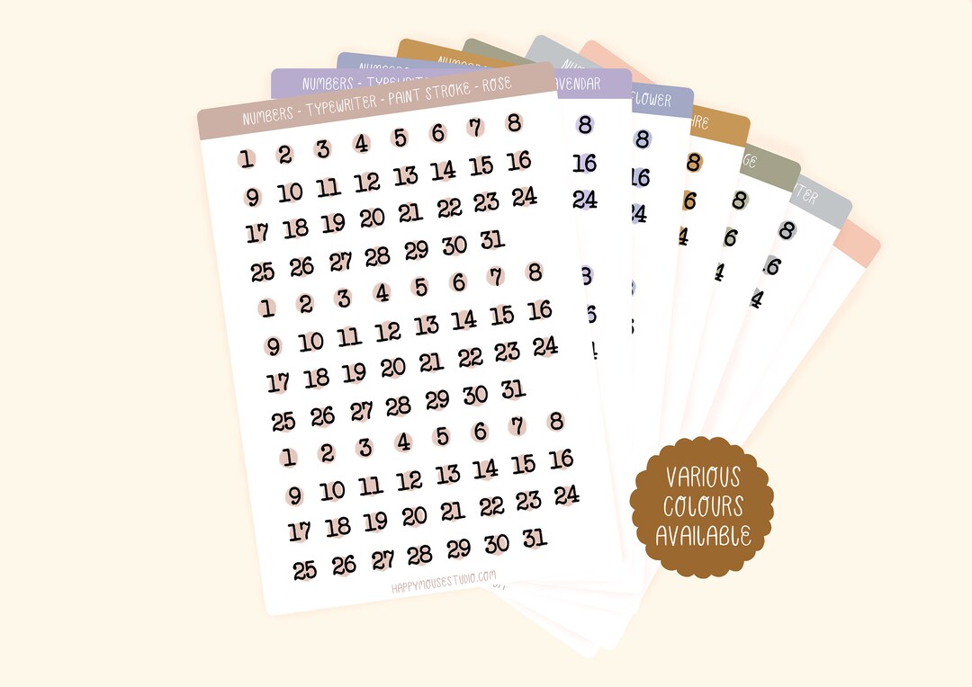 Number Stickers Number Sticker Sheet Planner Stickers Etsy