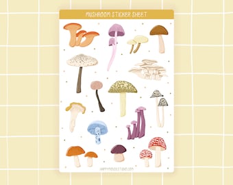 Mushroom sticker sheet, Mushroom stickers, Autumn sticker sheet, Fall sticker sheet, Foraging stickers, Bujo stickers, Planner, Journal