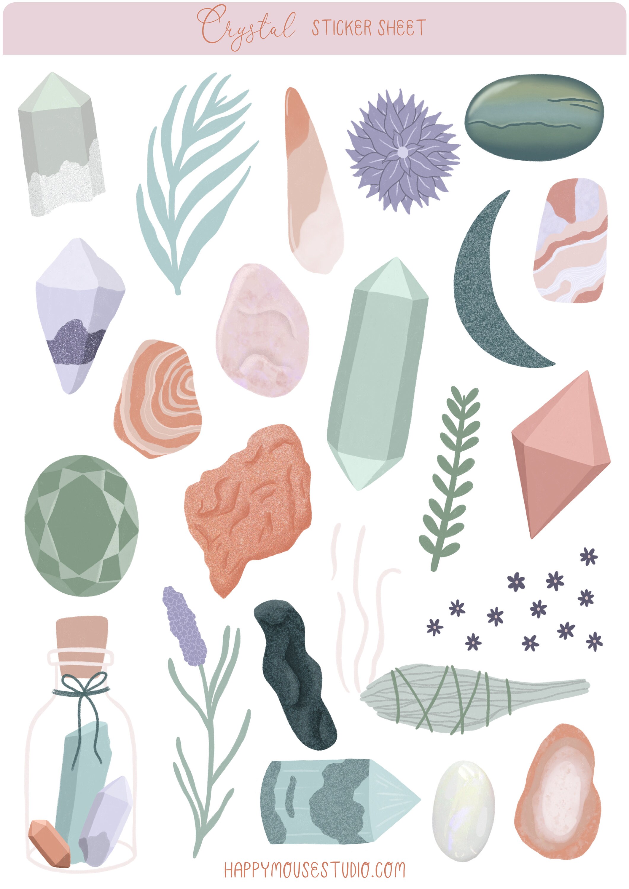 Crystal Sticker Sheet Crystals Gem Stickers Cute Etsy