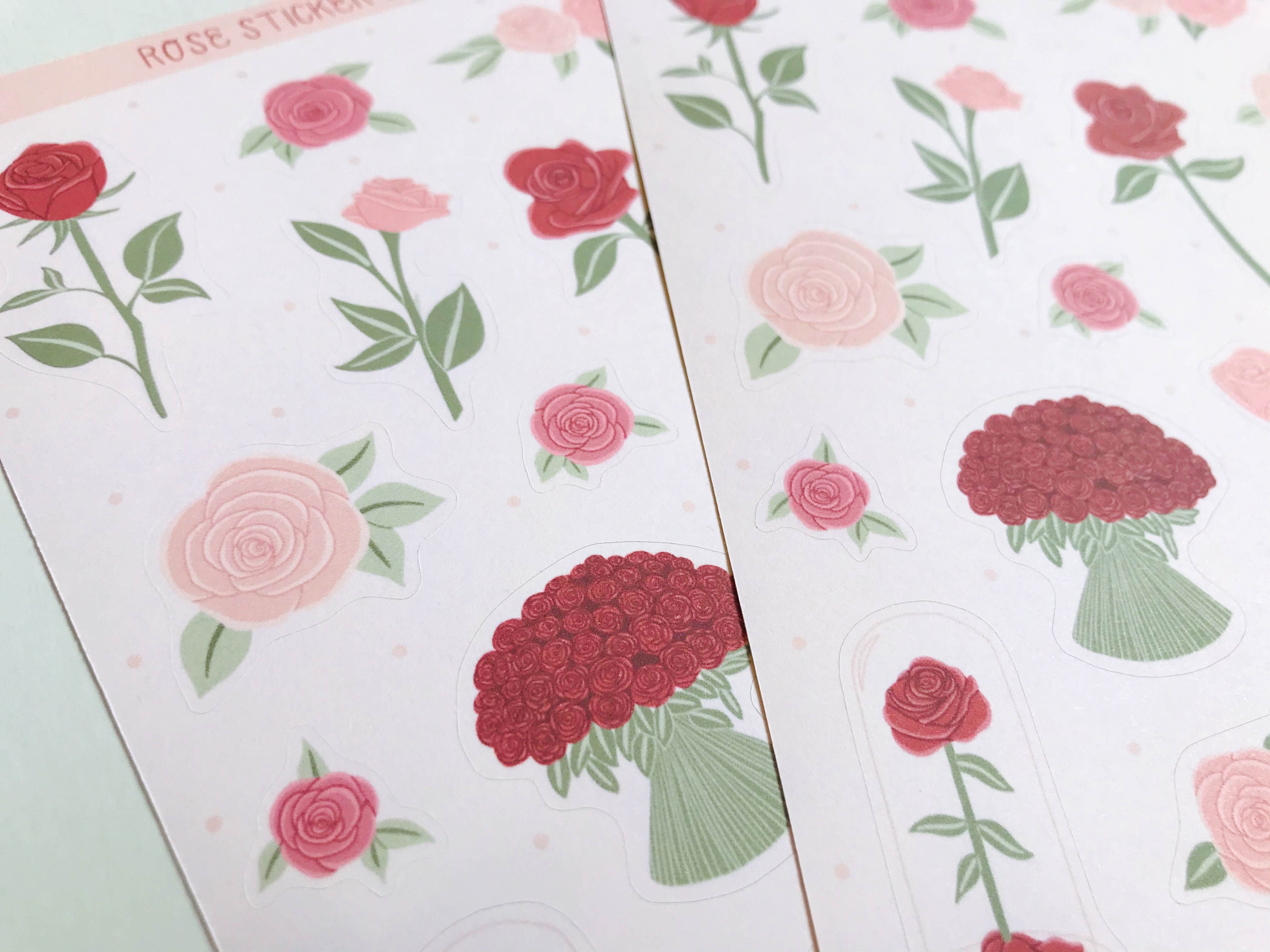 Rose sticker sheet Rose stickers Floral sticker sheet | Etsy
