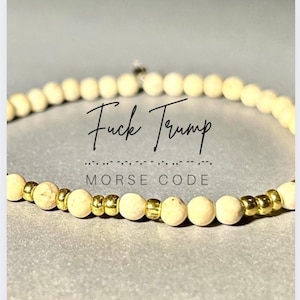 Gold Morse-Code ""Fuck Trump"" Armband: Naturstein und Gold Aktivist Schmuck."