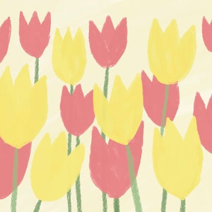 Tulips Pink and yellow, Greetings card