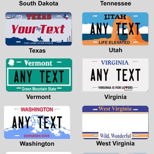 Customizable U S State License Plate Personalized Auto Vanity Plate customizable-u-s-state-license-plate-personalized-auto-vanity-plate