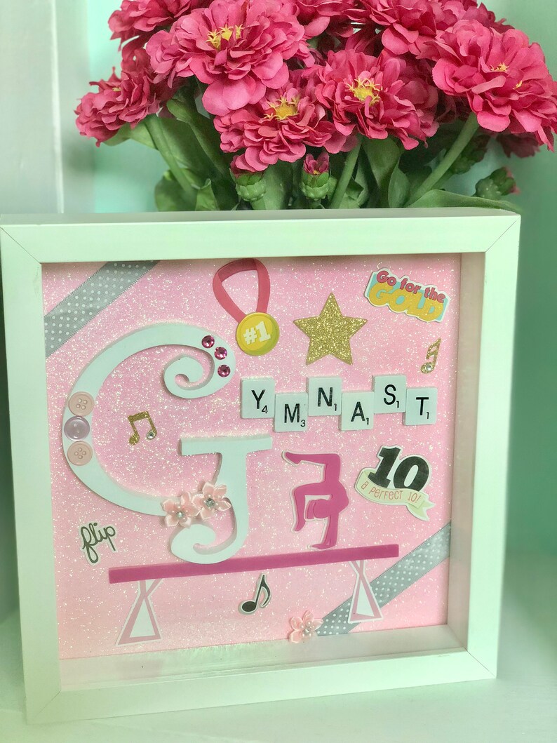 Pink Gymnast Handmade Custom Shadow Box Picture Gymnastics Etsy