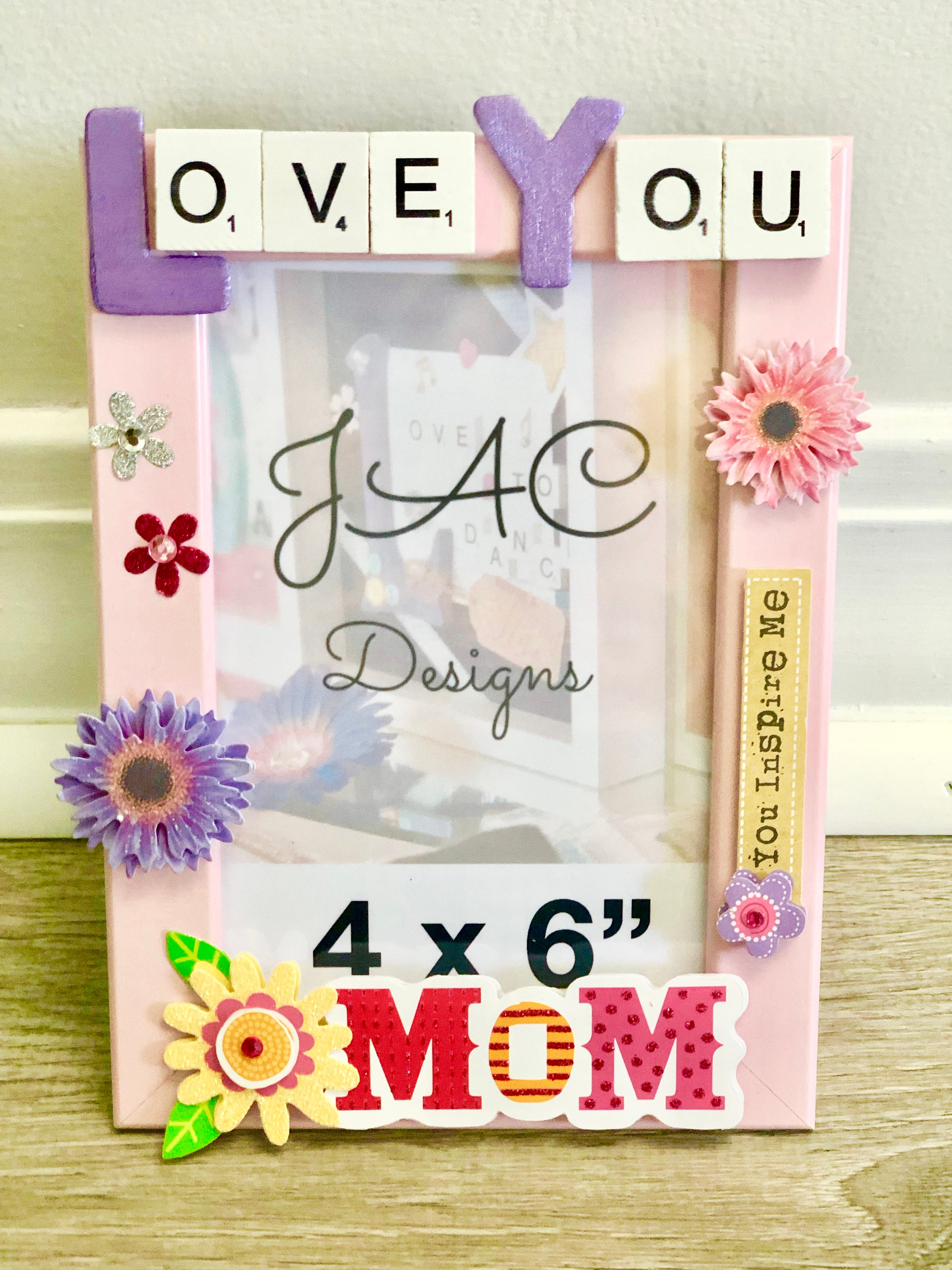 Love You Mom 4x6 Inch Picture Frame Mothers Day Gifts Mom Etsy