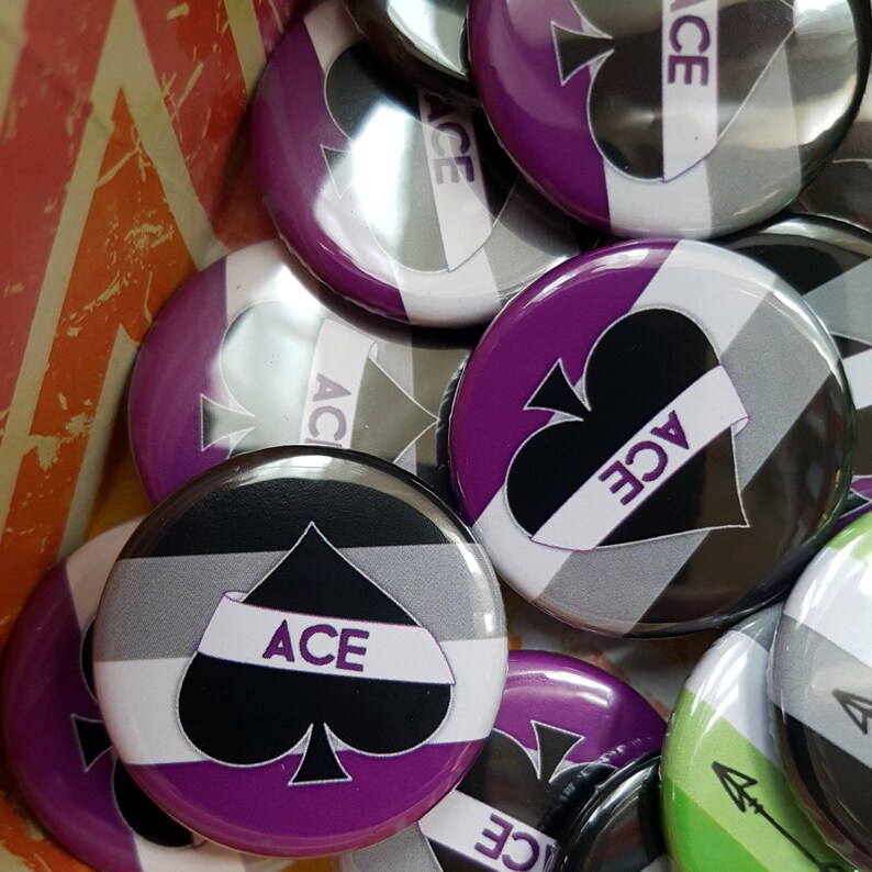 Ace asexual pride spades 32mm badge Etsy
