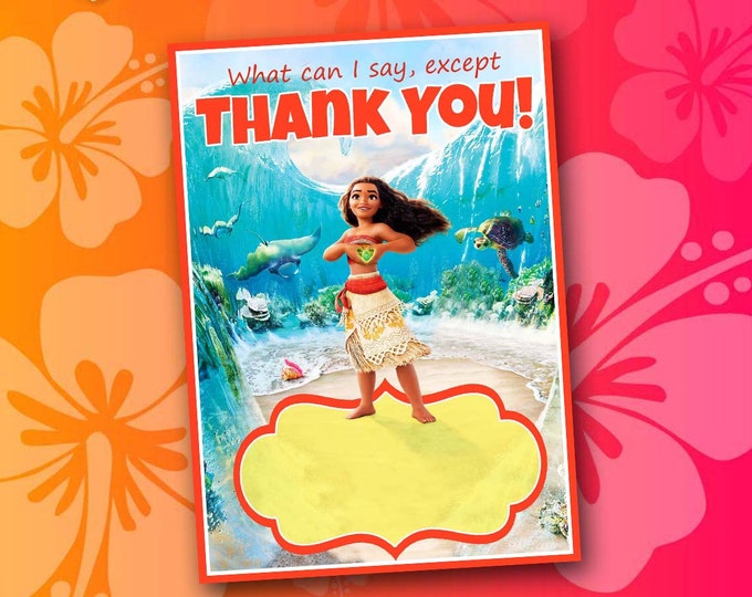 Moana Thank You Card; Birthday Party Thank You Note, Printable - Etsy