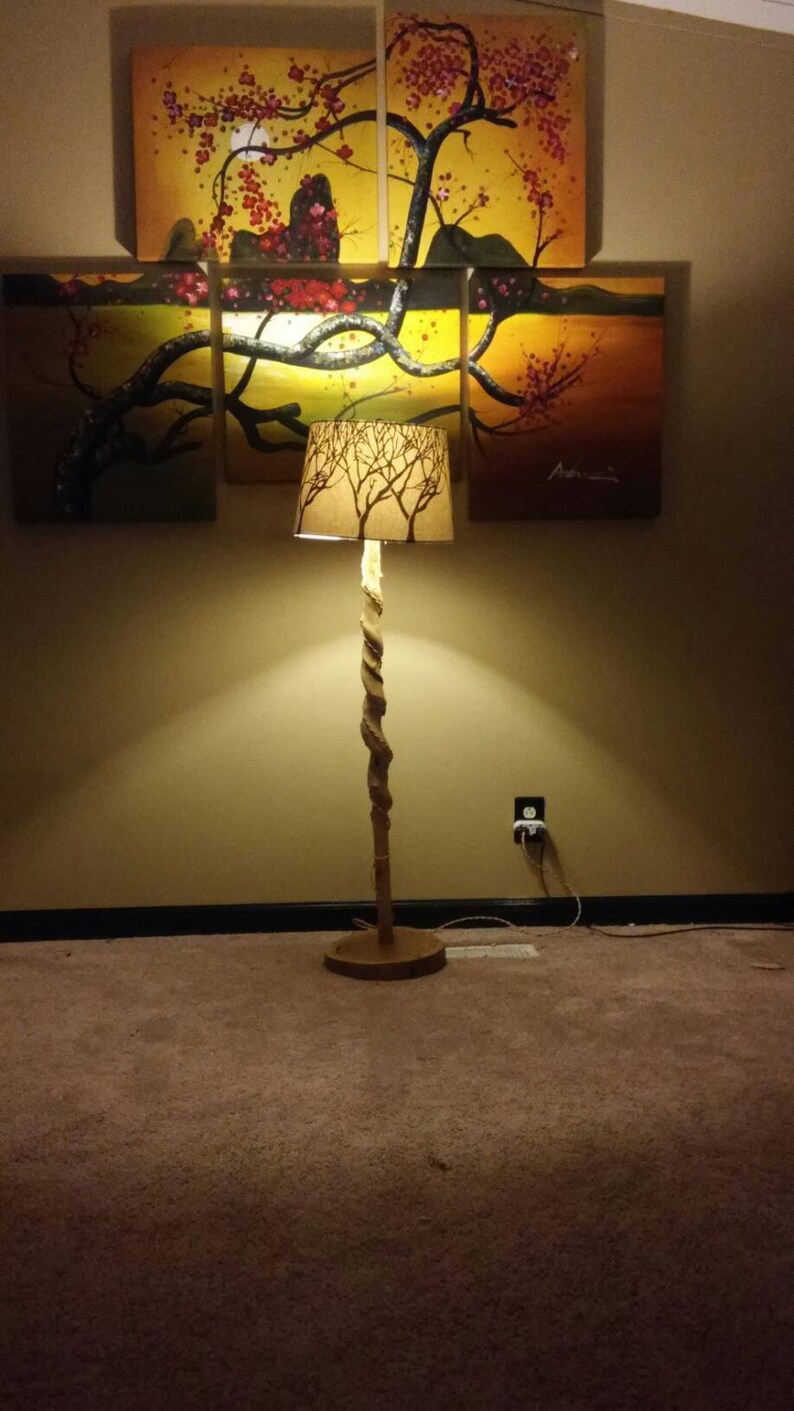 Walking Stick Lamp Tree Rustic Wood Primitive Vine Twisted Lodge Cabin Country