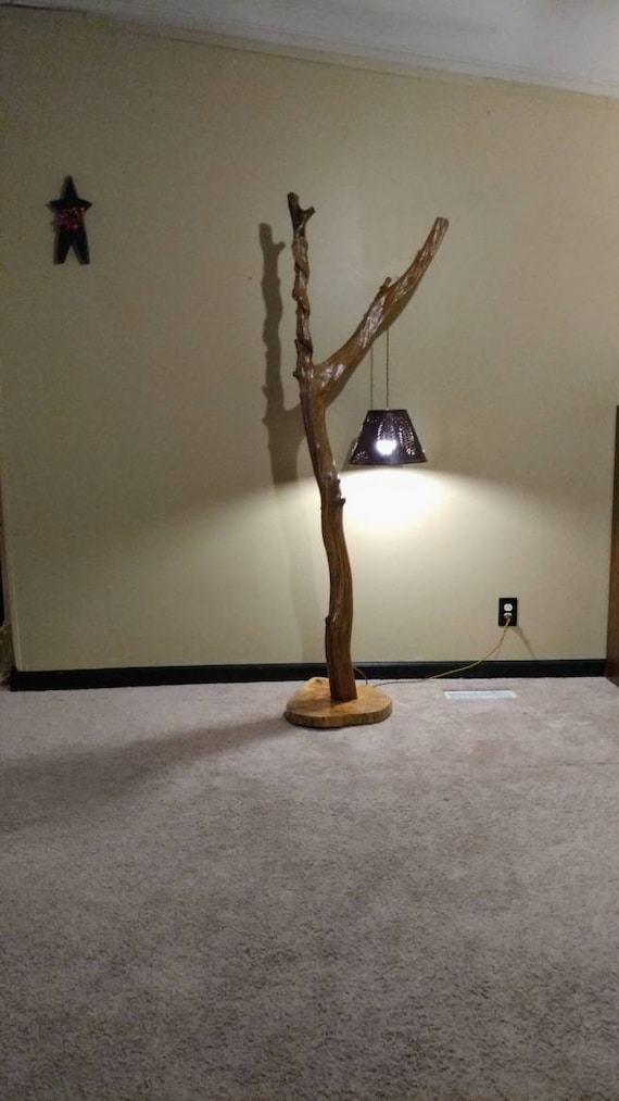 Tree Lamp Lodge Lamp Cabin Lamp Country Lamp Rustic Lamp Primitive Lamp Punched Tin Lamp Willow Lamp Floor Lamp Hanging