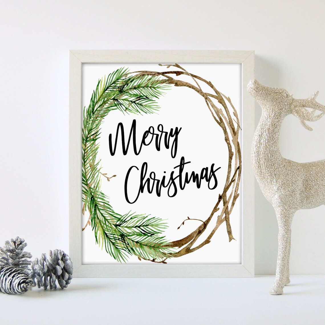 Merry Christmas Print Rustic Xmas Decor Holiday Rustic | Etsy