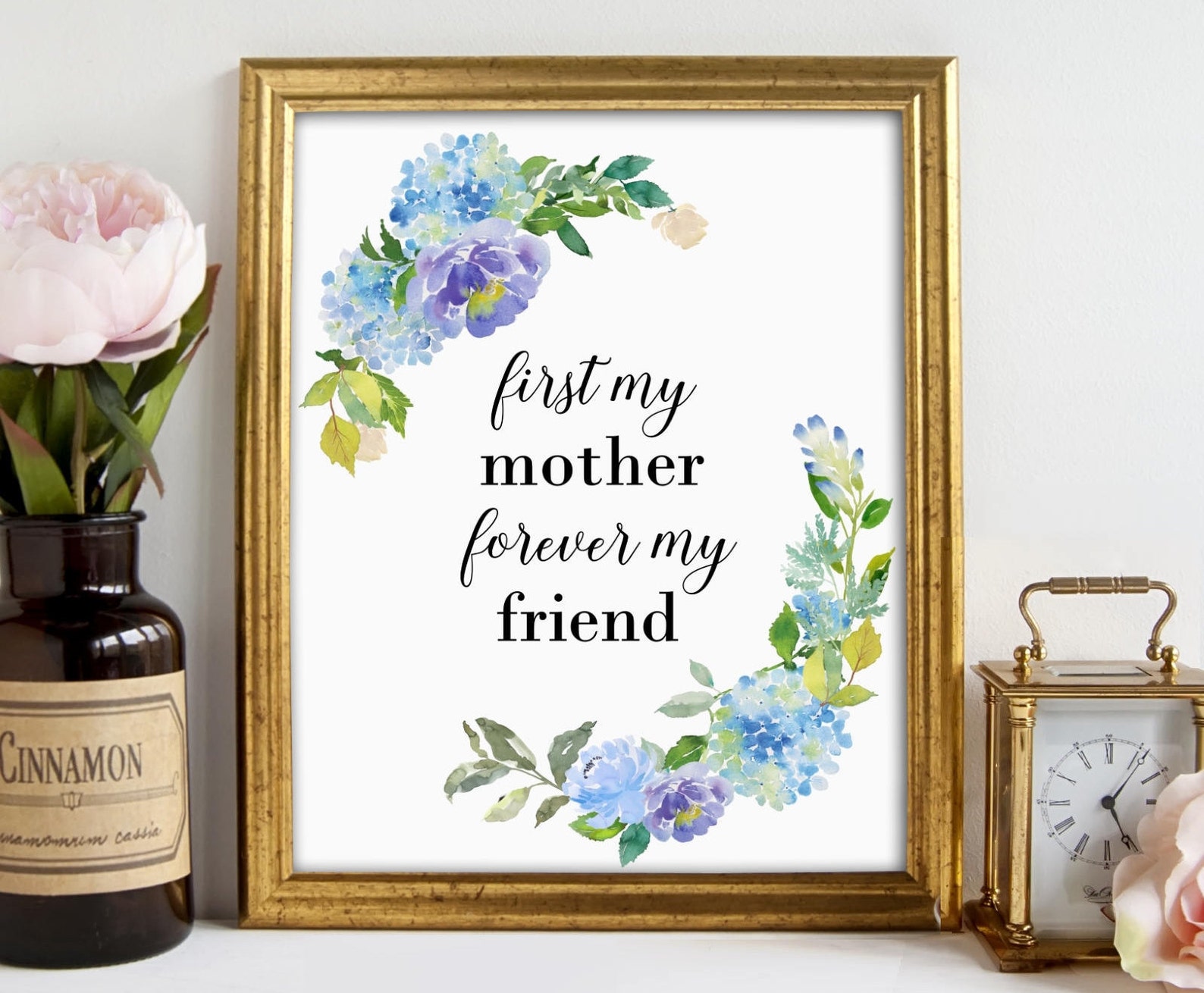 Love You Mom First My Mother Forever My Friend Floral Art | Etsy