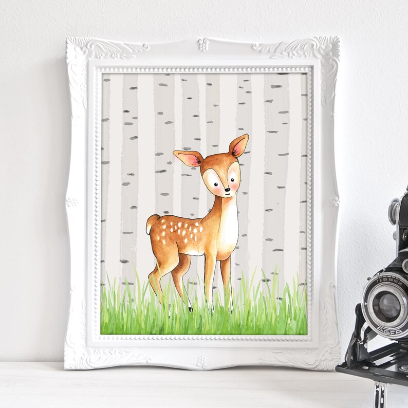 Baby Deer Print Nursery Deer Decor Baby Deer Wall Art Etsy