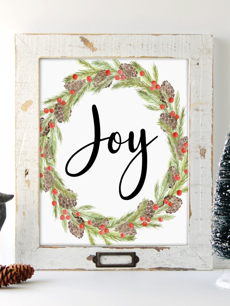 Joy Wall Art Joy Sign Mantle Christmas Poster Winter Art Etsy