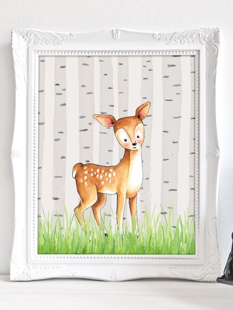 Baby Deer Print Nursery Deer Decor Baby Deer Wall Art Etsy
