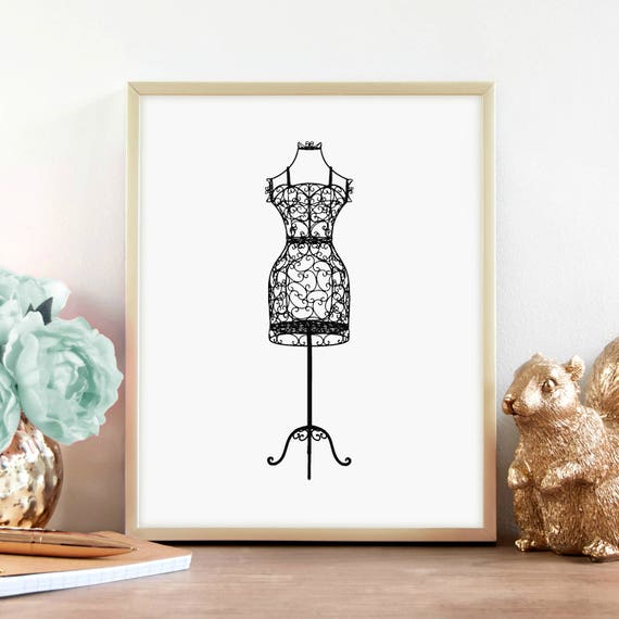 Wrought Iron Black Dress Form Print Mannequin Print Bedroom Decor Vintage Decor Digital Print Instant Download Printable Art