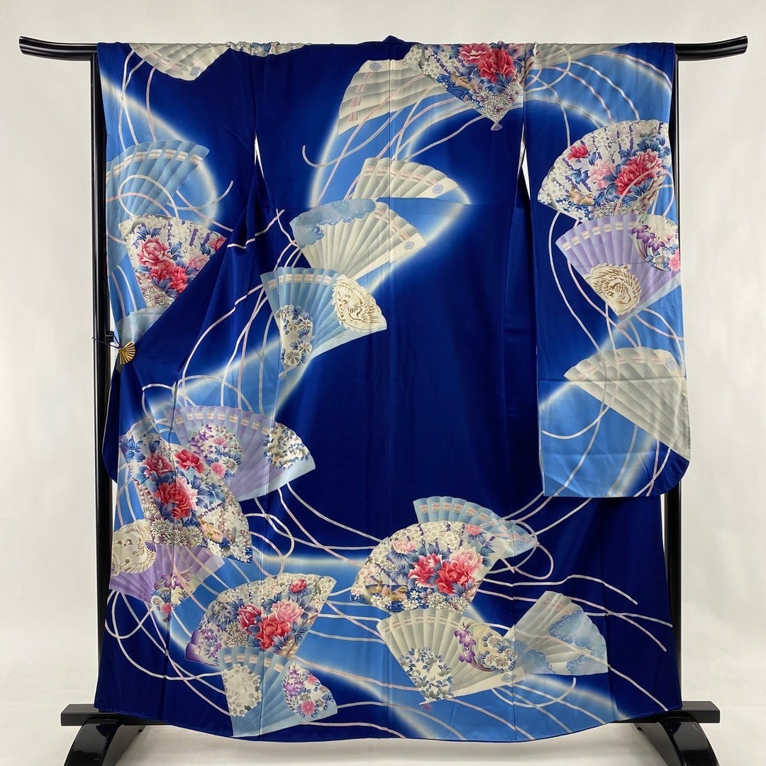Luscious Furisode Silk Vintage Japanese Kimono, Silky Drape, Luminous ...