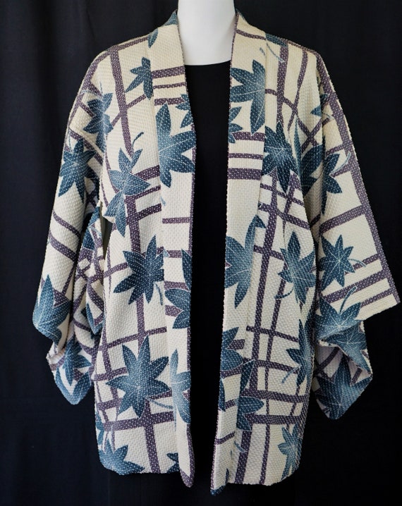 Plush Cozy Boho Shibori Haori, Vintage Silk Japan… - image 4