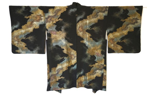 Beautiful Urushi Vintage Haori, Silk Crepe Michin… - image 1
